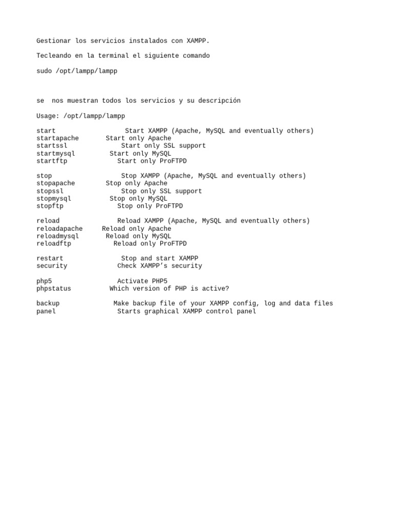 XAMPP Service Management Commands | PDF