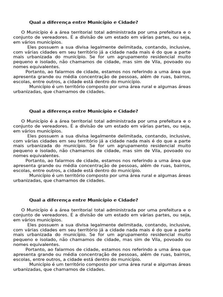 Qual A Diferença Entre Município e Cidade | PDF | Cidade
