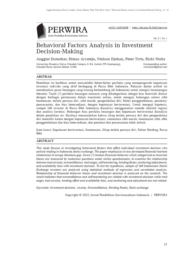 Behavioral Biases in Investment Decisions | PDF | Decision Making ...