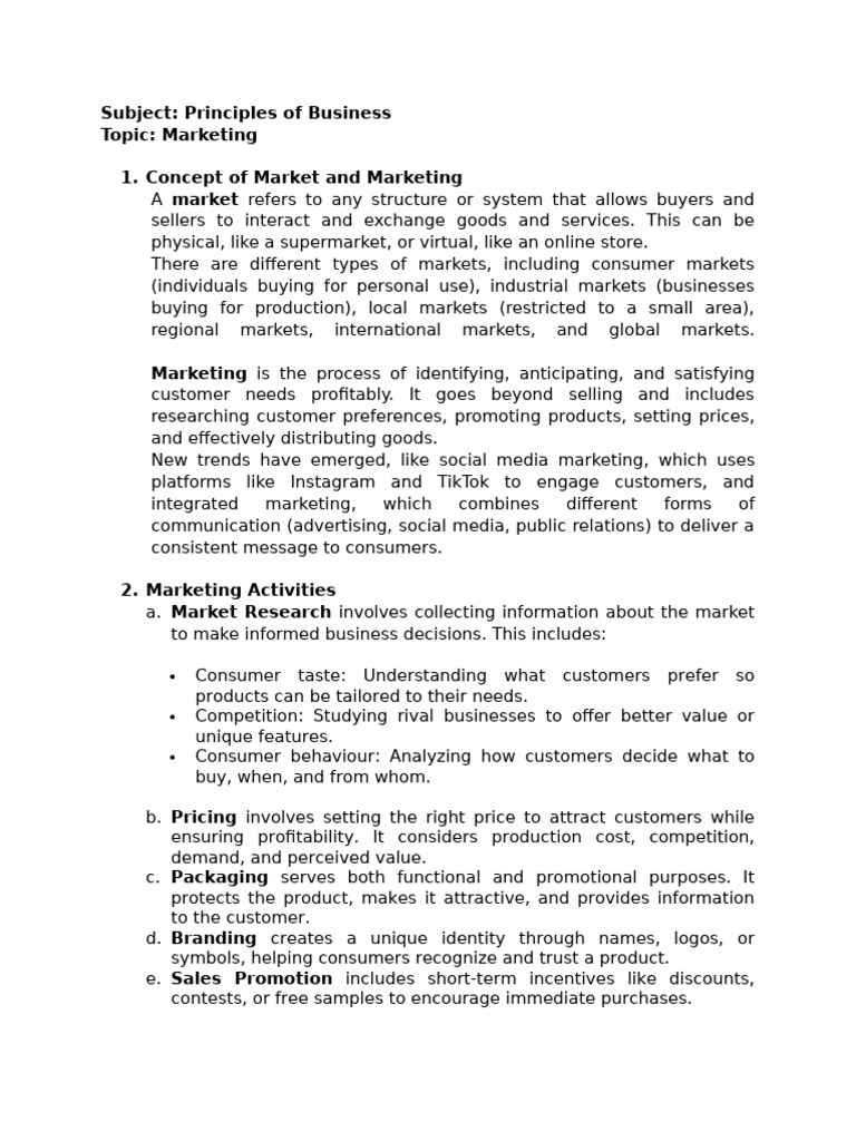 Marketing Principles and Strategies Guide | PDF | Marketing | Sales