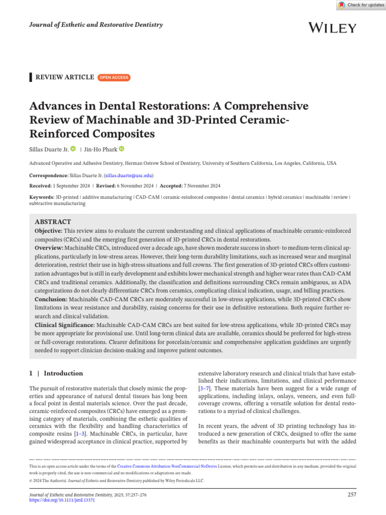 J Esthet Restor Dent - 2024 - Duarte - Advances in Dental Restorations ...