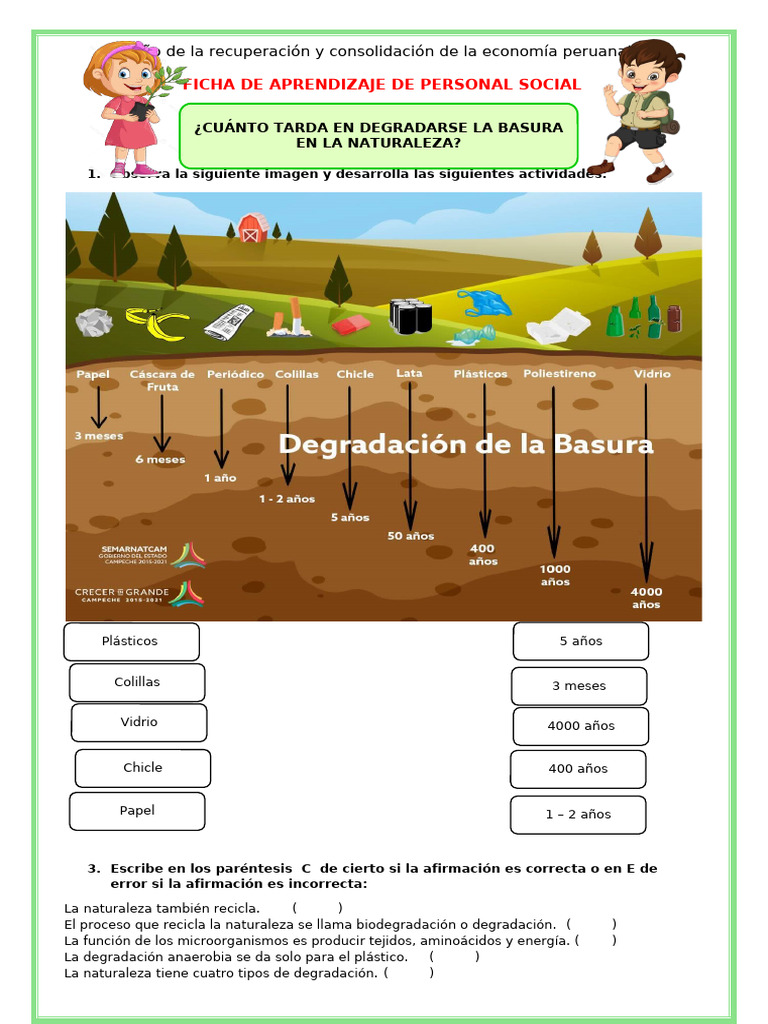 Ficha-Juev-Ps-Cuanto Tarda en Degradarse La Basura en La Naturaleza ...