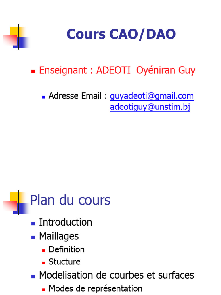 Introduction à la CAO et maillages 3D | PDF | Conception assistée par ...