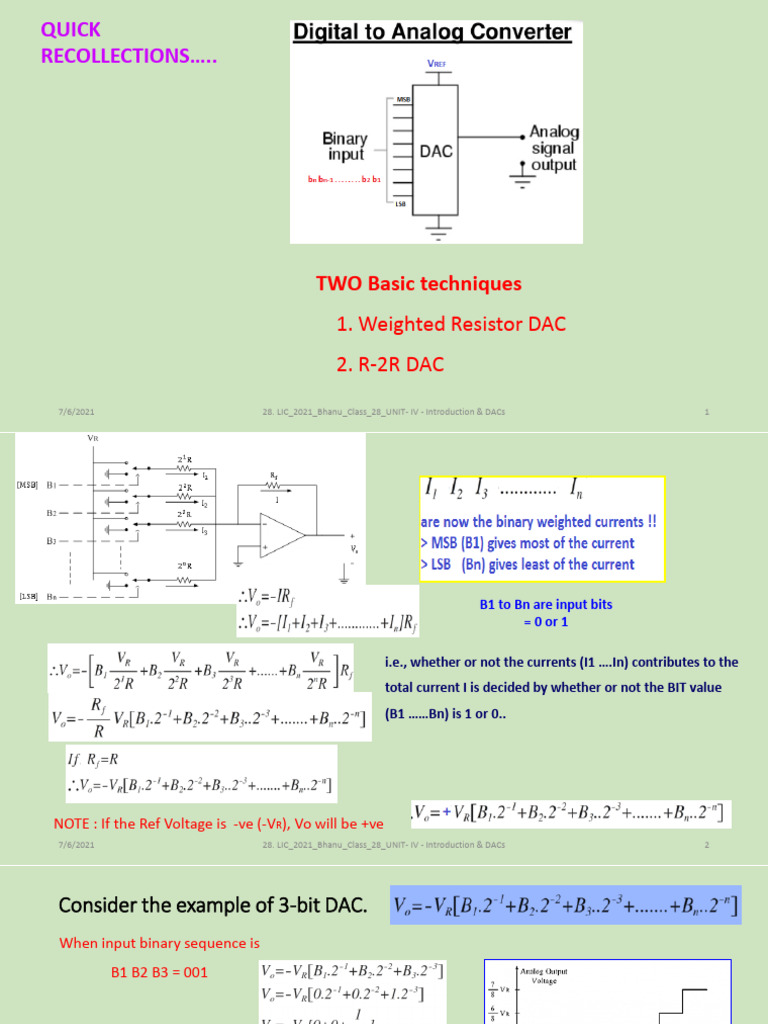 DAC Techniques: R-2R & Specifications | PDF | Digital To Analog ...