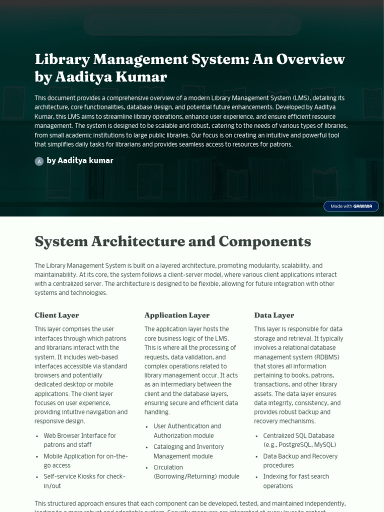 Advanced Library Management System Overview | PDF | Databases | Libraries