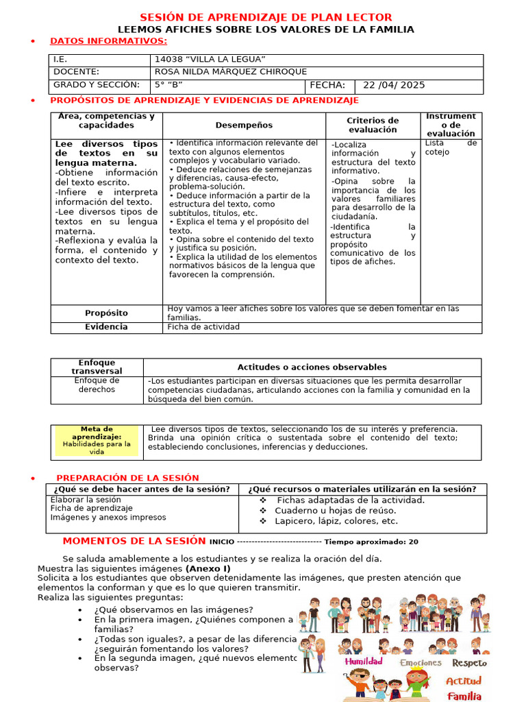 Afiche de Valores en la Familia | PDF | Familia | Aprendizaje