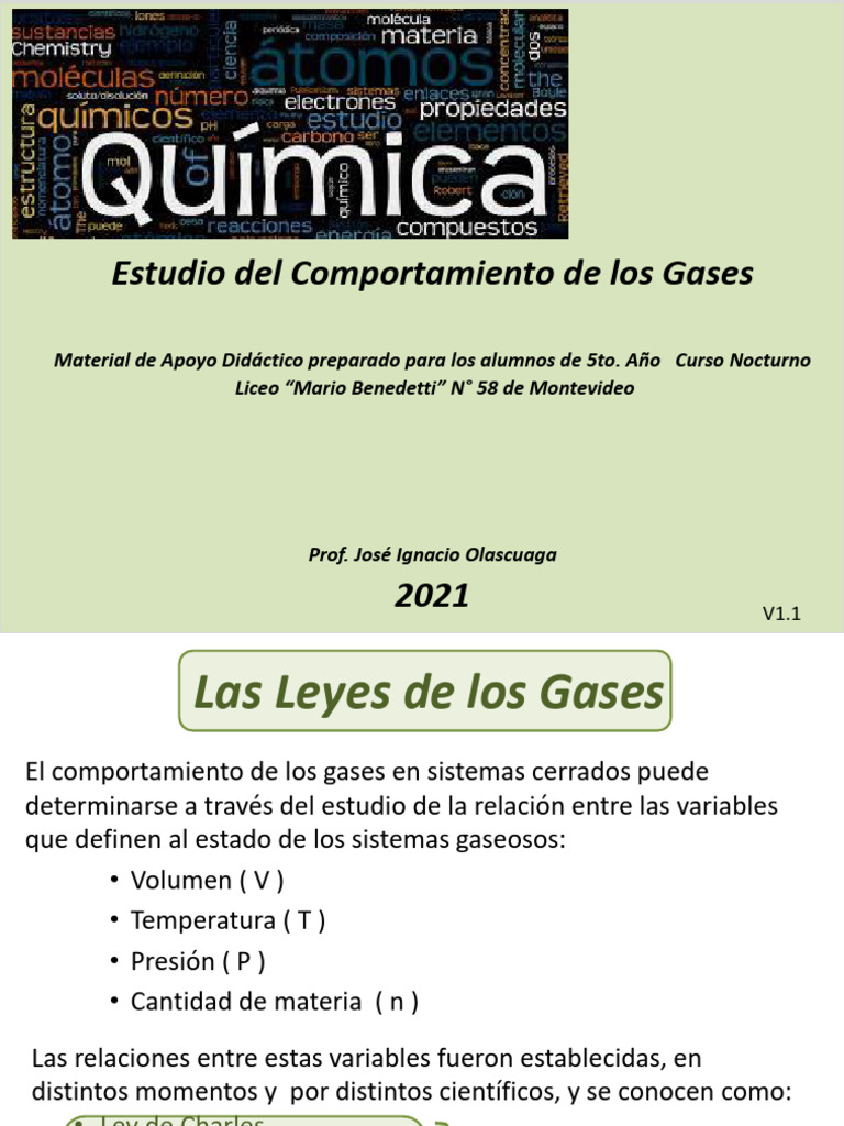 Comportamiento de los Gases: Leyes y Aplicaciones | PDF | Gases | Mole ...