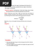 Minimum Deviation Angle Experiment | PDF | Refraction | Electromagnetic ...