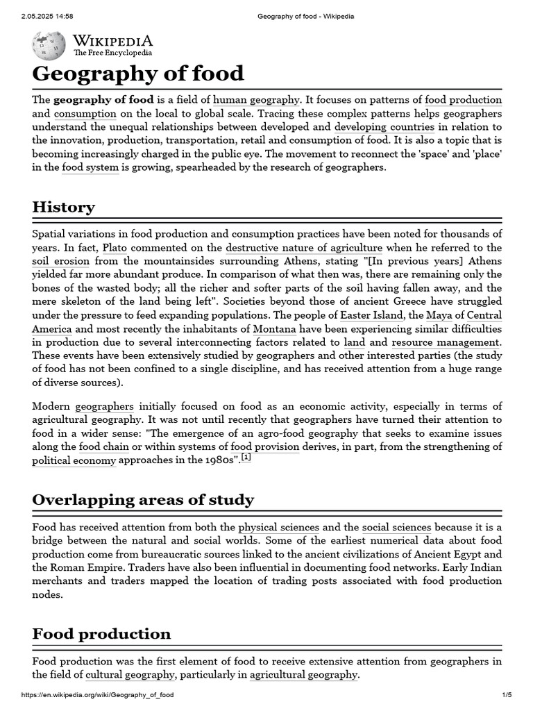 Geography of Food - Wikipedia | PDF | Agriculture | Earth Sciences