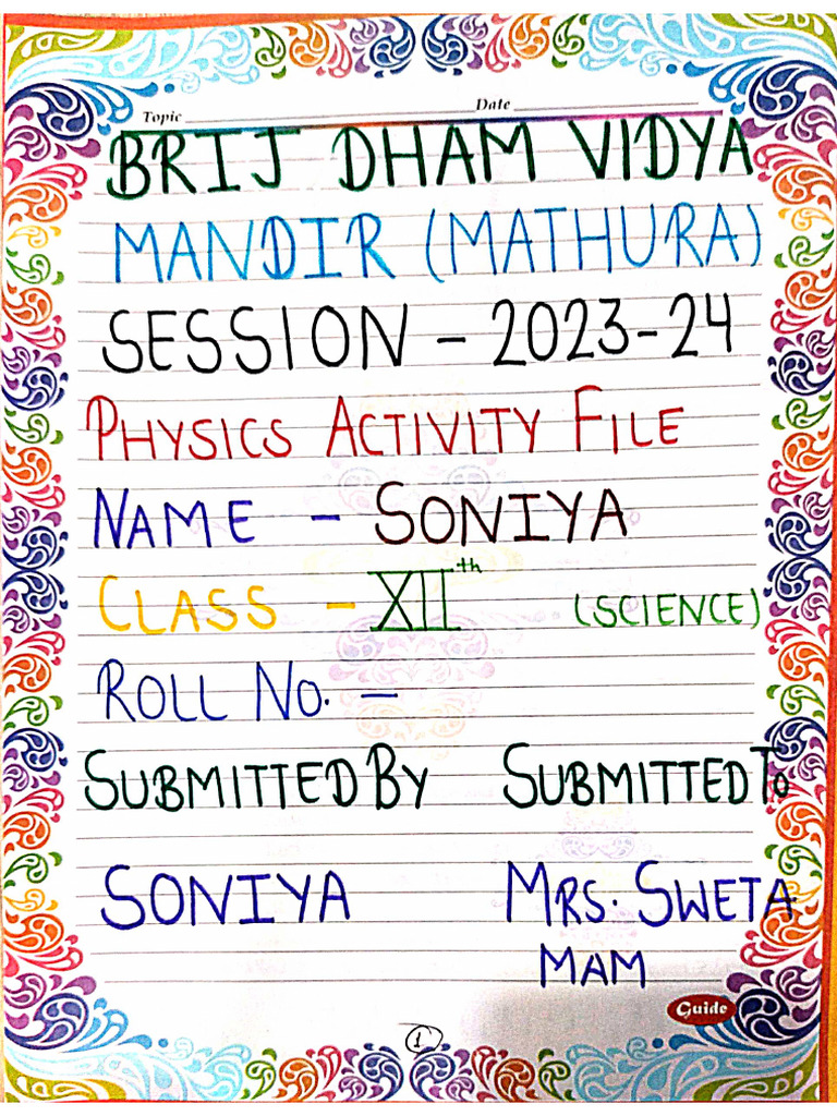 Physics Activity File 2023-24 | PDF