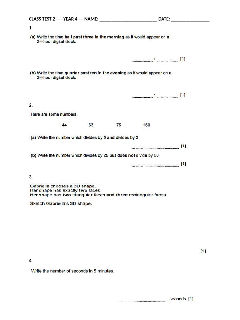 Class Test 2 Year 4 2025 2025 06 12 19 01 55 000 | PDF