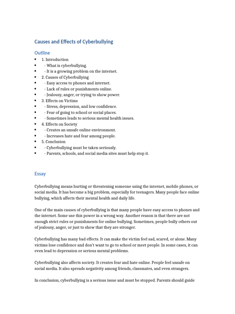 Causes and Effects of Cyberbullying | PDF