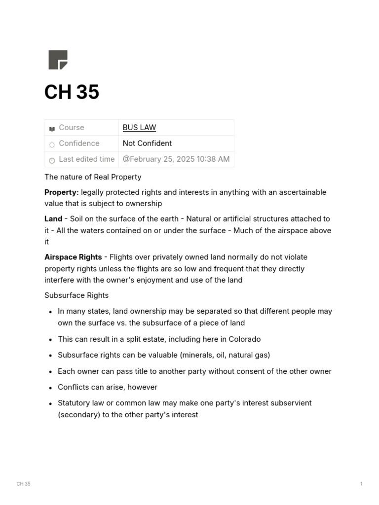 Business Law BCOR 2301 CH35 Class Notes | PDF