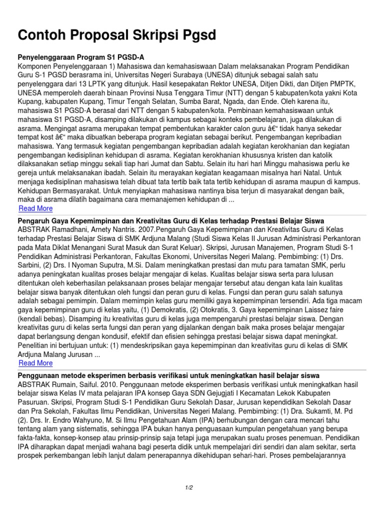 Contoh Proposal Skripsi Pgsd