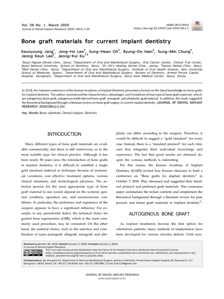 Bone Grafts in Implantology 2020 | PDF | Dental Implant | Dentistry