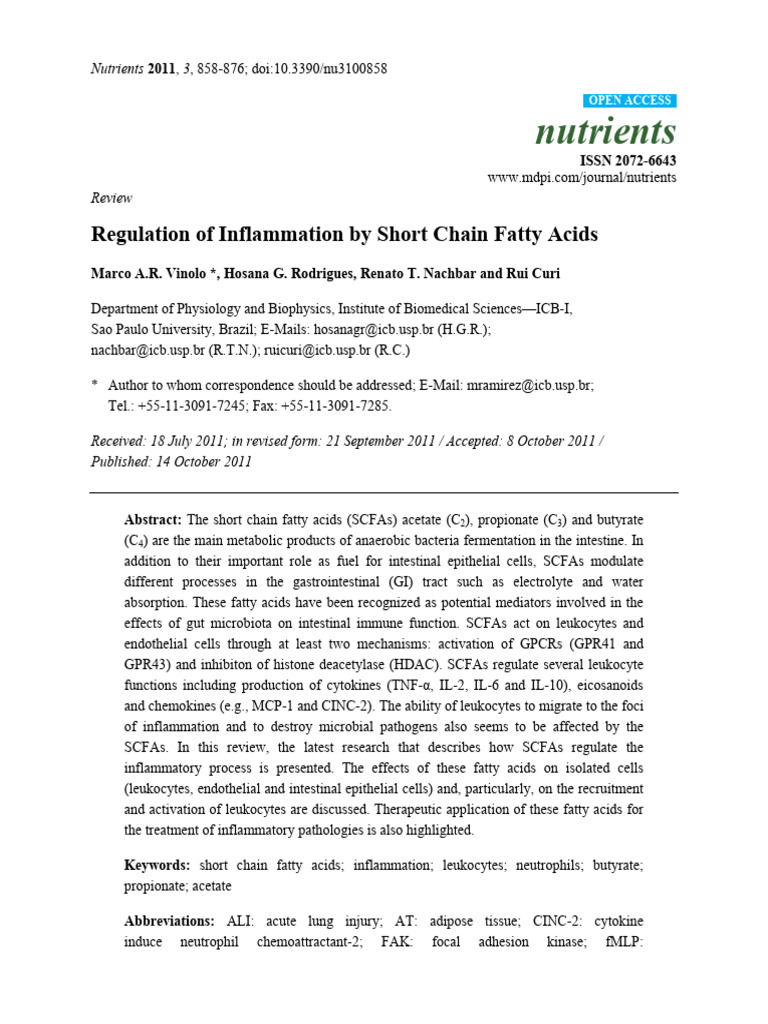Regulation of Inflammation by Short Chain Fatty Acids - Nutrients-03 ...