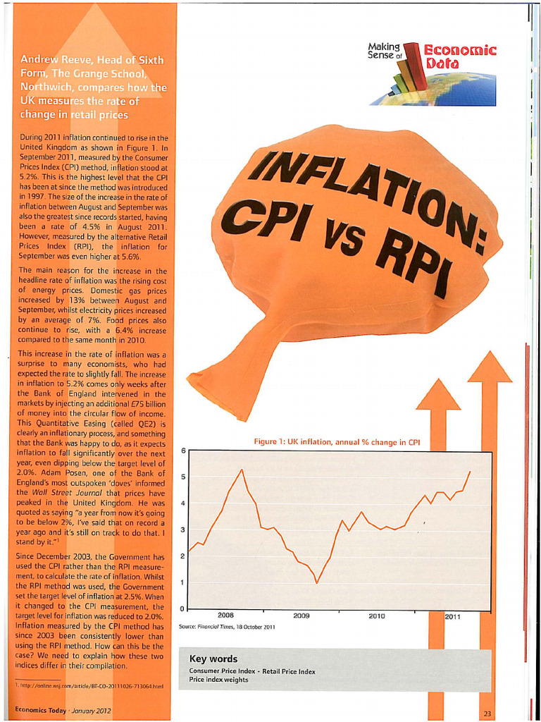 Information On How CPI and RPI Differ - ECONOMICS | PDF