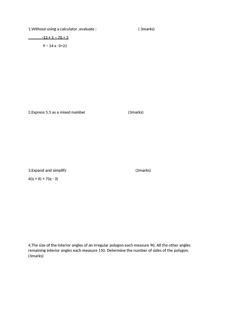Form Three Mathematics Exam | PDF