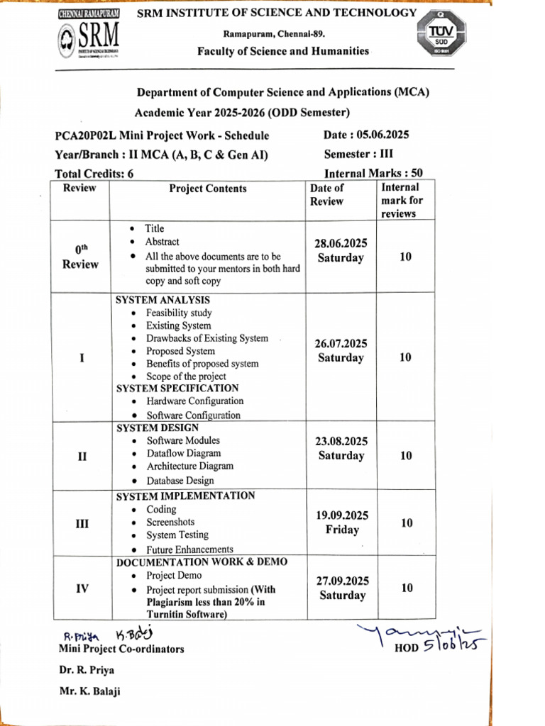 Mini Project Work Schedule | PDF | Computing | Software Engineering