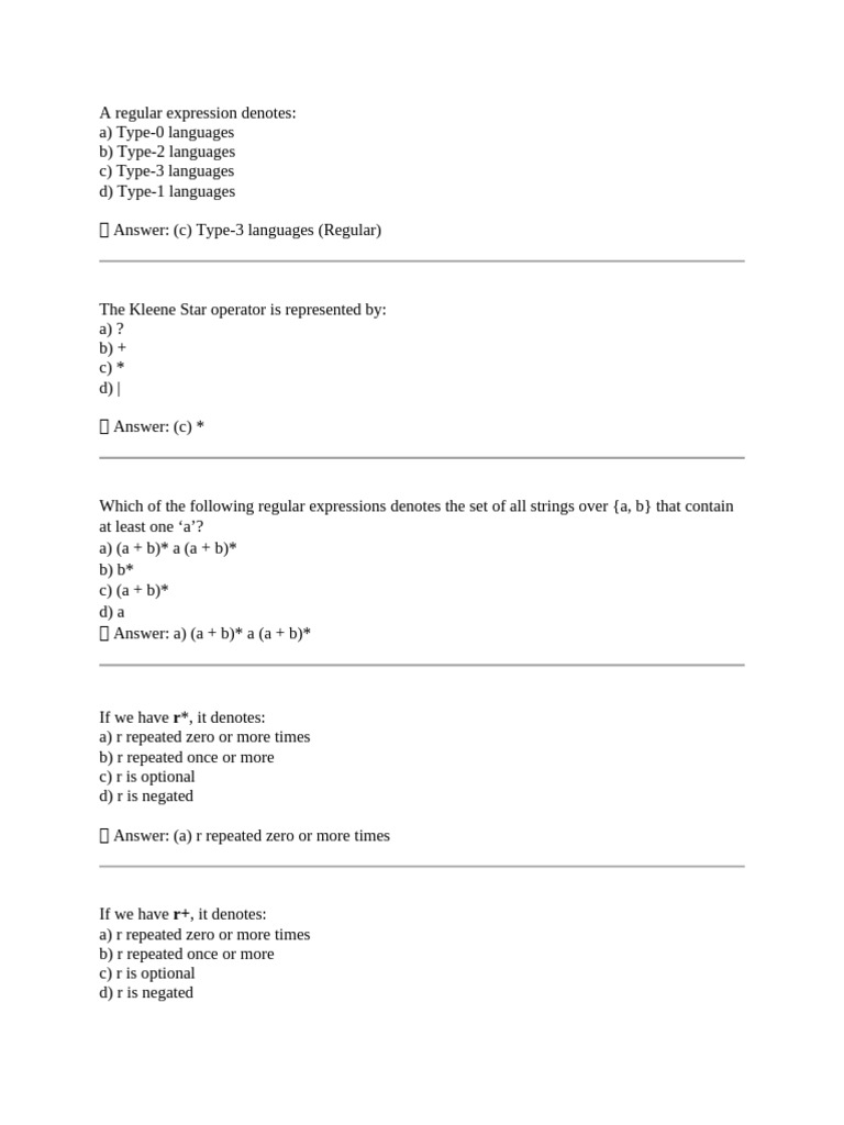 Regular Expressions and Their Properties | PDF | Models Of Computation ...