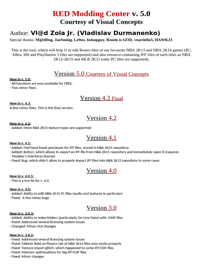 Version History | PDF | Graphical User Interfaces | Computing