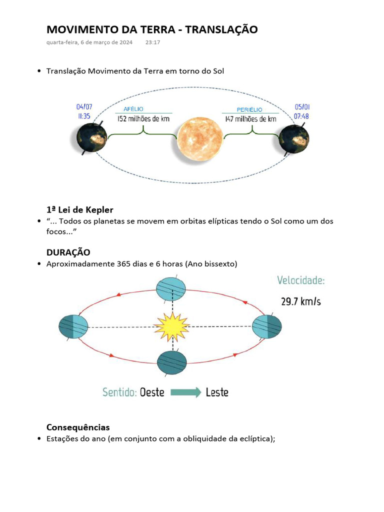 Translação da Terra e suas Consequências | PDF