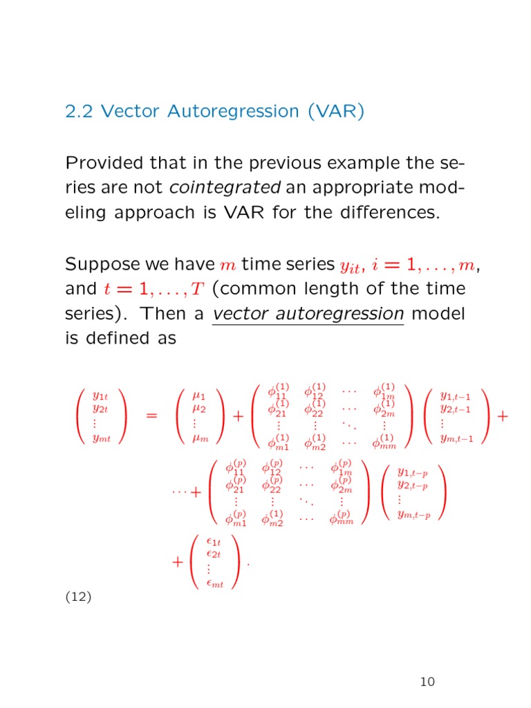 Understanding Vector Autoregression (VAR) | PDF | Vector Autoregression ...