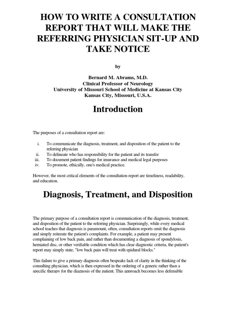 Write A Consultation Report  PDF  Back Pain  Medical Diagnosis