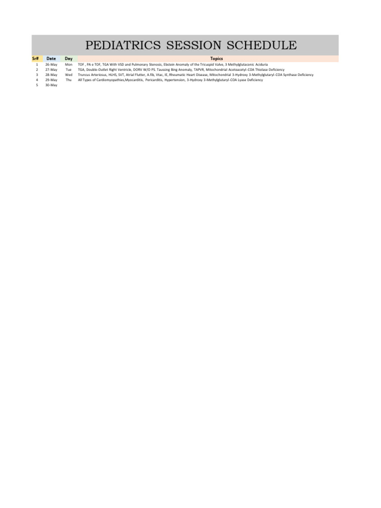 Peads Schedule | PDF
