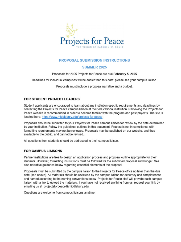 2025 Projects for Peace Proposal Guide | PDF | Expense