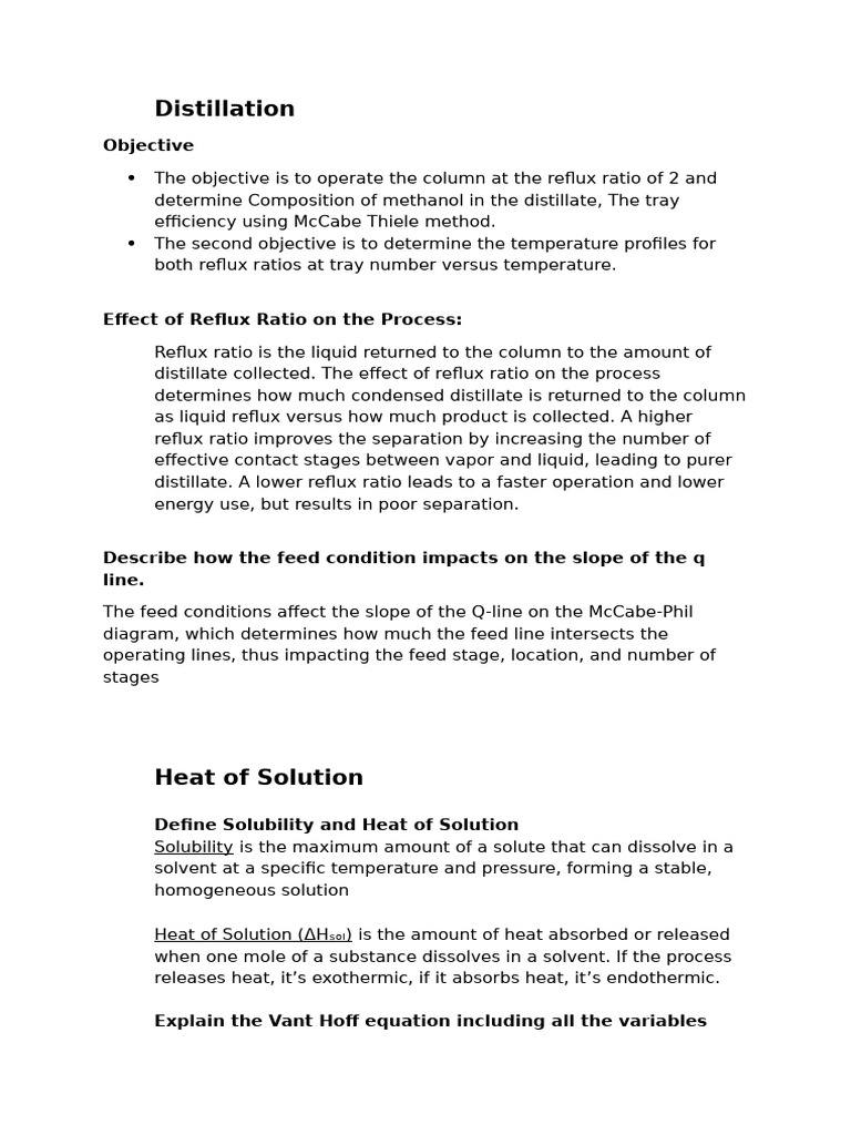 Distillation and Reaction Kinetics Analysis | PDF | Reaction Rate ...