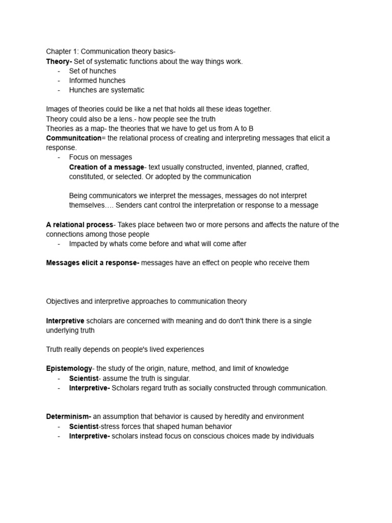 Communication Thoery Notes | PDF | Behavioural Sciences | Human ...