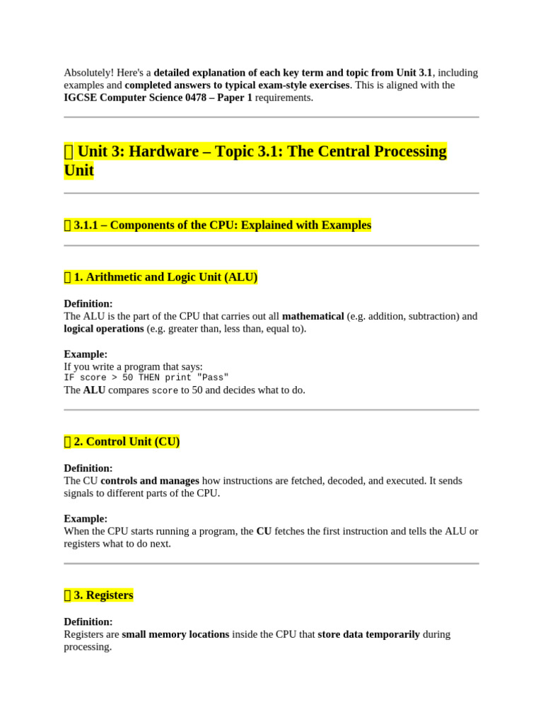 Understanding CPU Components and Functions | PDF | Central Processing ...