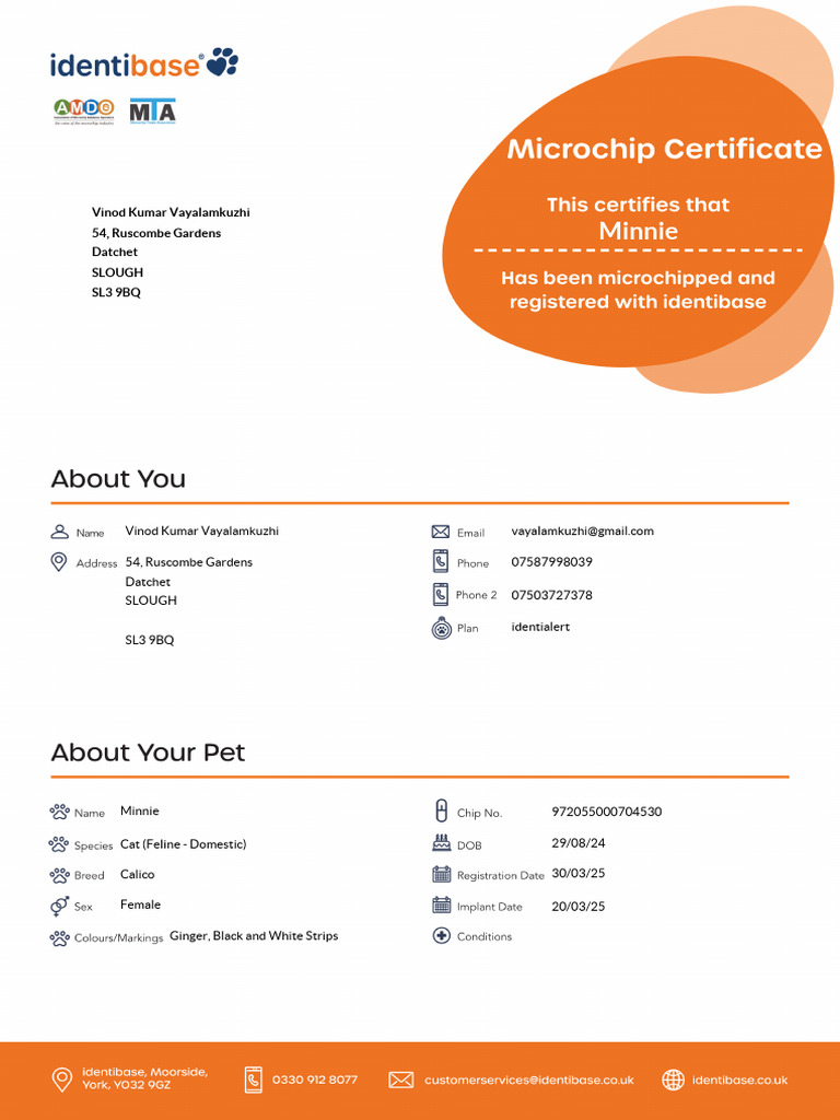Microchip Certificate | PDF