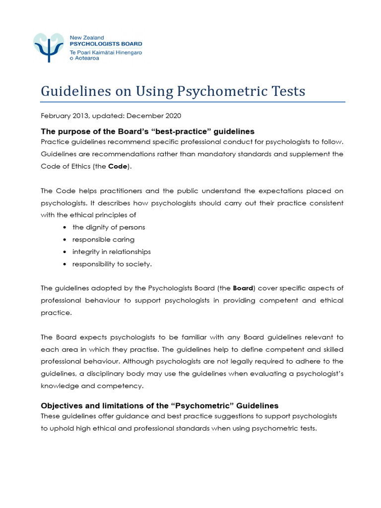 Psychometric Test Guidelines for Psychologists | PDF | Psychometrics ...
