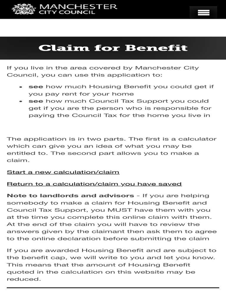 Benefit Calculator and Claim - Claim For Benefit | PDF