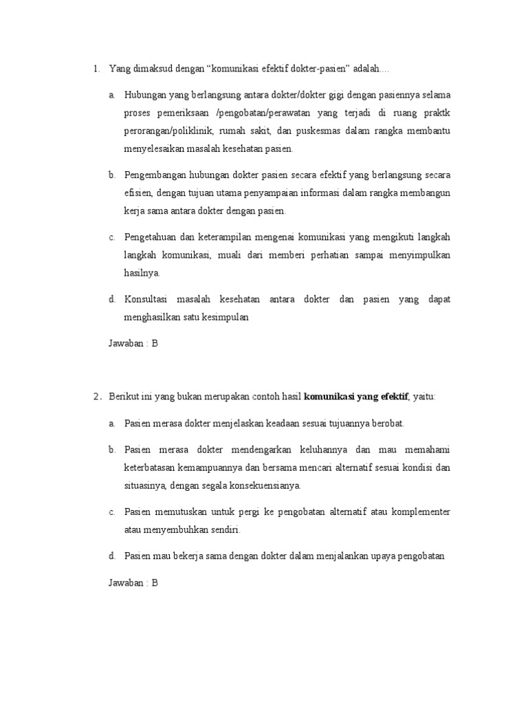 Soal Komunikasi Efektif