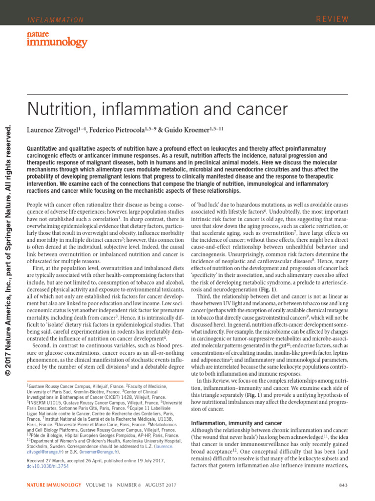 Nutrition's Role in Cancer Development | PDF | Inflammation | Metabolic ...