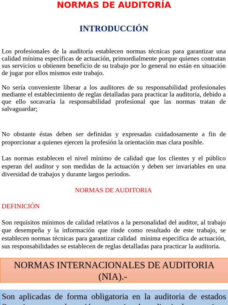 Clase 4 Normas de Auditoría | PDF | Auditoría | Contabilidad