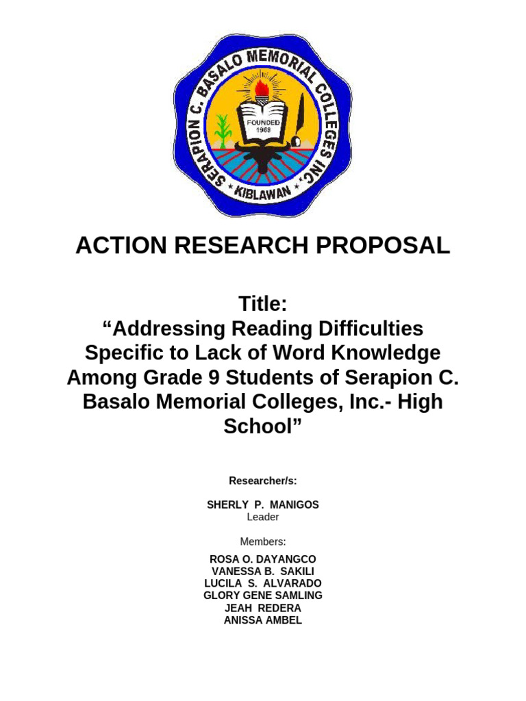 Action Research Proposal-Final | PDF | Reading Comprehension | Data