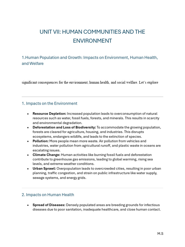 Human Impact on Environment and Welfare | PDF | Climate Change | Carbon ...