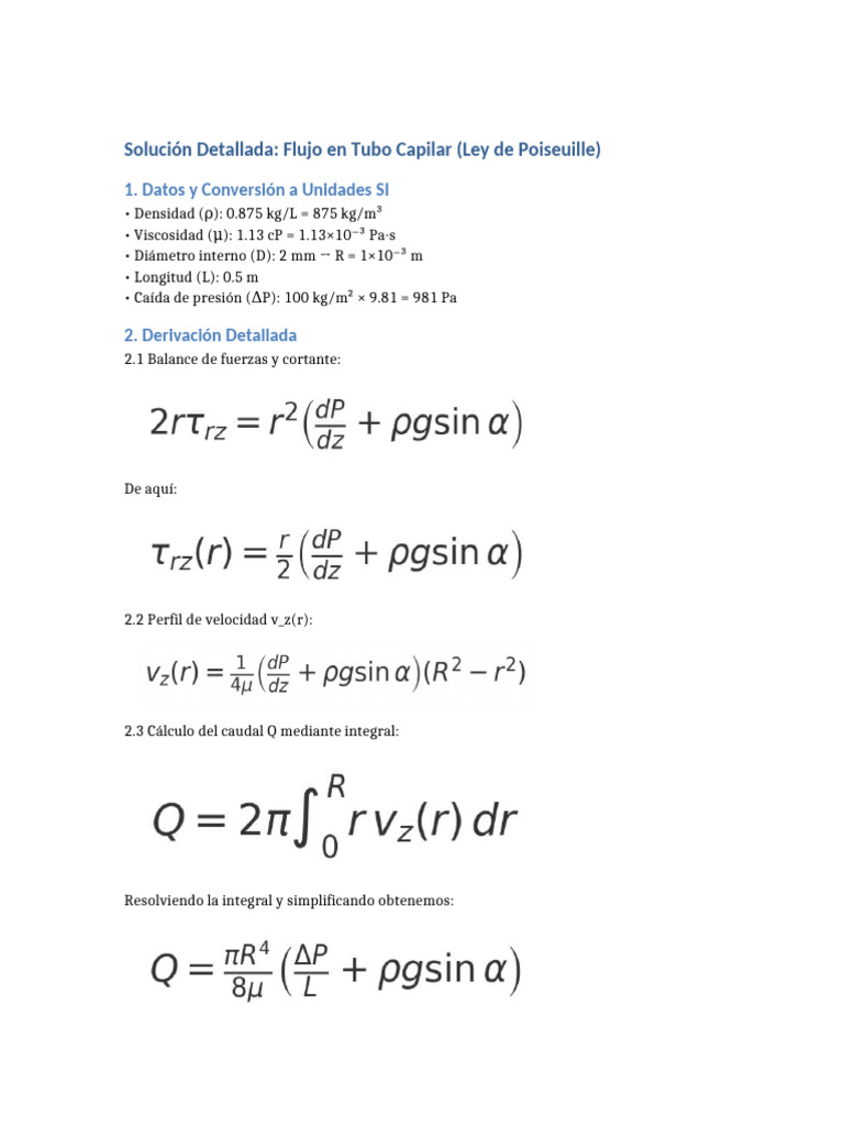Solucion Poiseuille Detallada | PDF