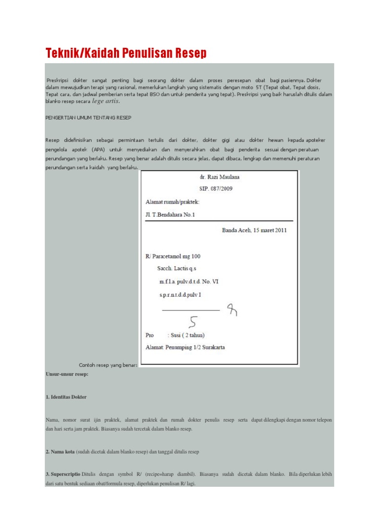Teknik Penulisan Resep | PDF