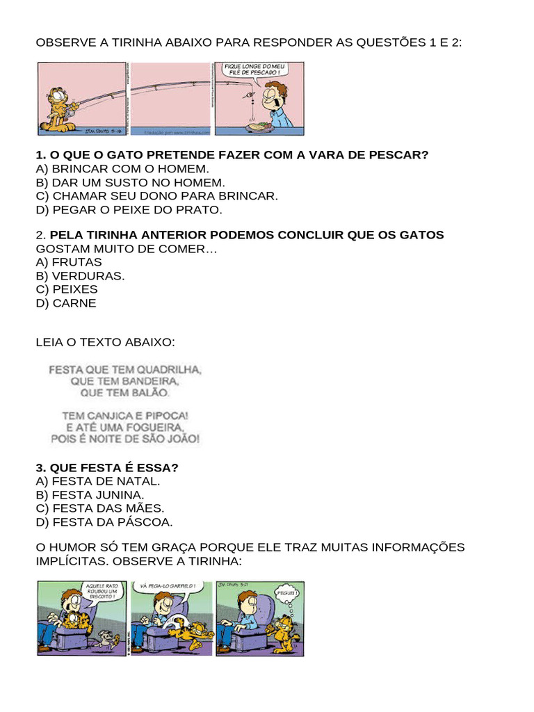 Observe A Tirinha Abaixo para Responder As Questõe | PDF