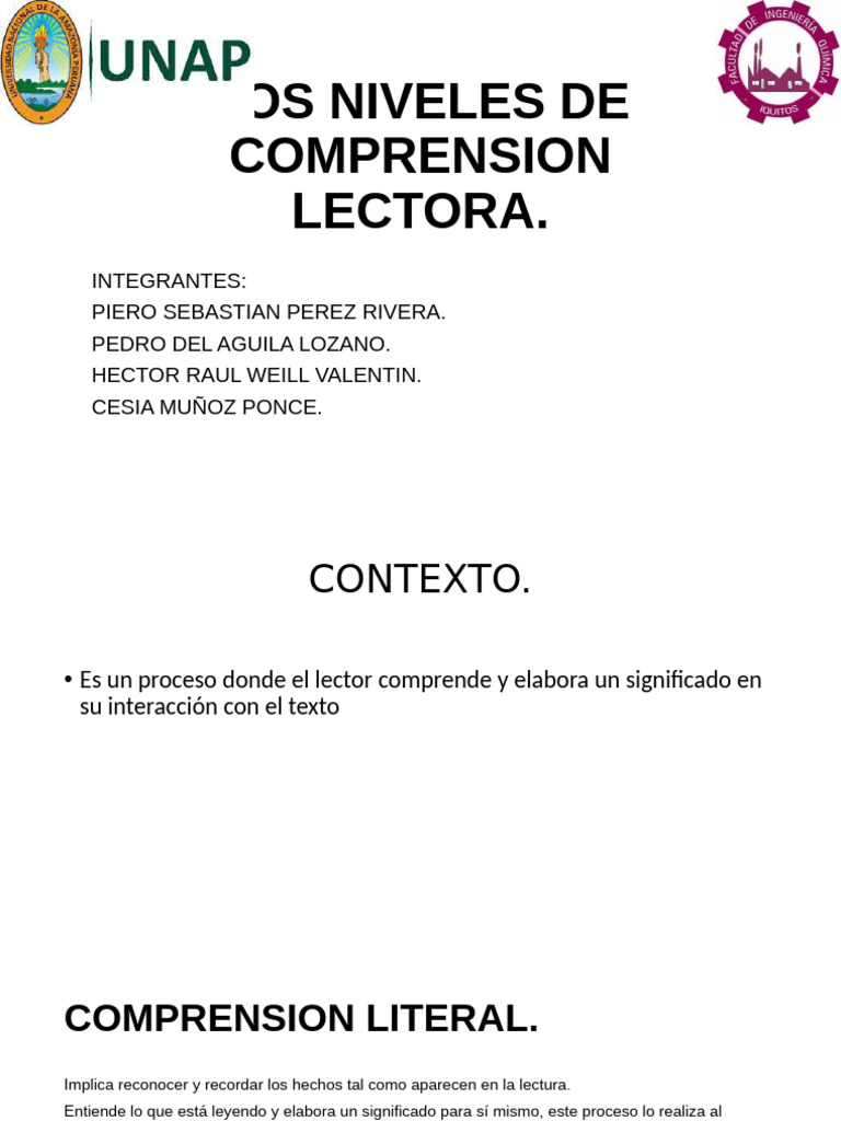 Niveles de Comprensión Lectora | PDF | Comprensión lectora | Cognición