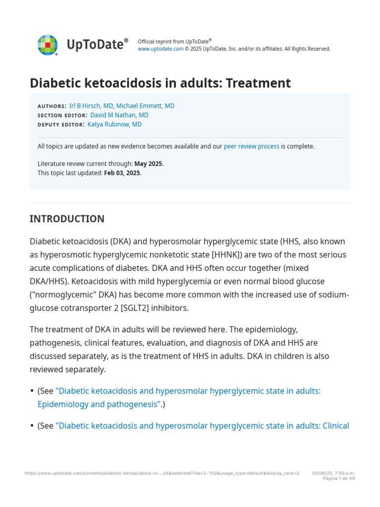 Diabetic Ketoacidosis Treatment Guide | PDF | Hyperglycemia | Saline ...