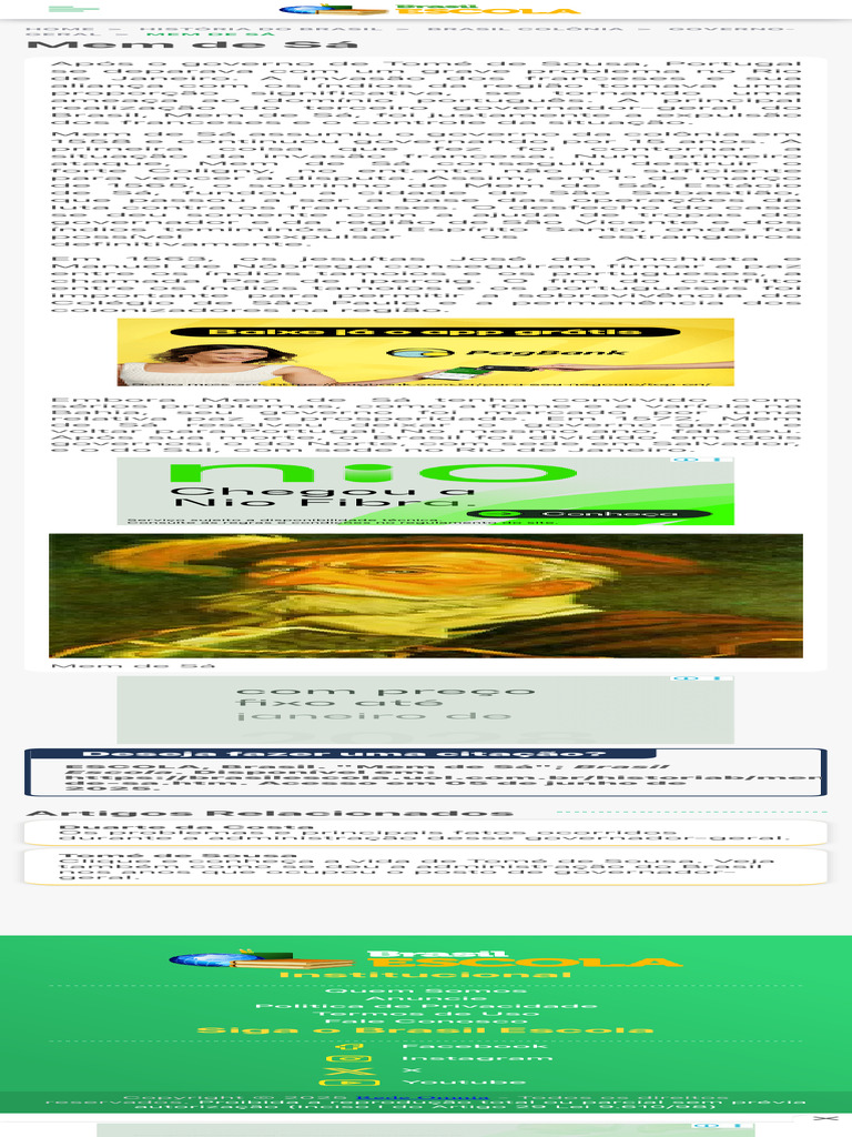 Governo de Mem de Sá - Brasil Escola | PDF | Brasil