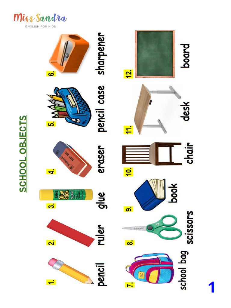 School Objects and Prepositions Activities | PDF