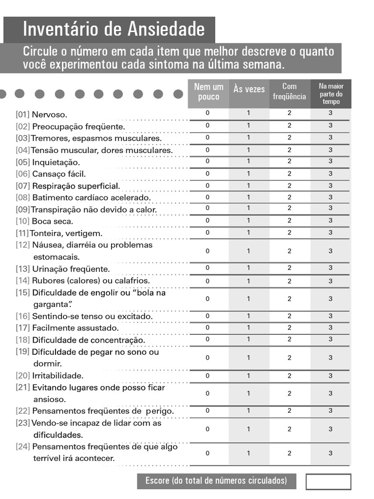Sintomas de Ansiedade: Inventário Completo | PDF | Ansiedade | Doenças ...