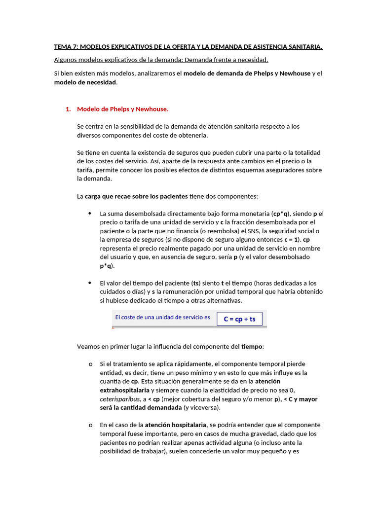 Modelos de Oferta y Demanda Sanitaria | PDF | Cuidado de la salud | Salario